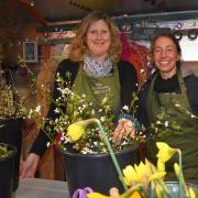 Florist Sally Valentine with  Hyde Flower Company owner,  Caroline Howells