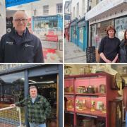 Frome top left to bottom right, Nigel McNally of Bailey's Domestic Appliances, Michelle Stevens and Nicola Stevens of The Flamingo Restaurant and Pothecary, respectively, Tanz Ashton of The Barber Academy and Patrick Wadge of Chris Wadge Clocks.