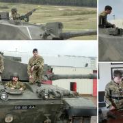 Noah with members of Badger Squadron, Royal Tank Regiment