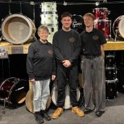 Vince (middle) with mum Lisa Bradley (left) and Dom Holyoake (right)