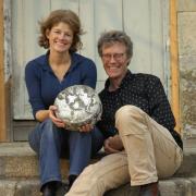 Catherine and Ben Mead from Lynher Dairies with their award-winning Cornish yarg cheese.