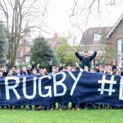 Bishop Wordsworth's pupils in high spirits before travelling to Twickenham to cheer on the Under 18s in the NatWest Schools Cup final. PIC SPENCER MULHOLLAND