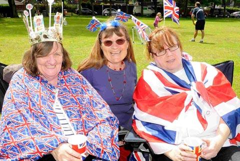 Marion Eaton, Carol Russell and Steph Beattie celebrate at the meadows on Coldharbour Lane. DC1665P1