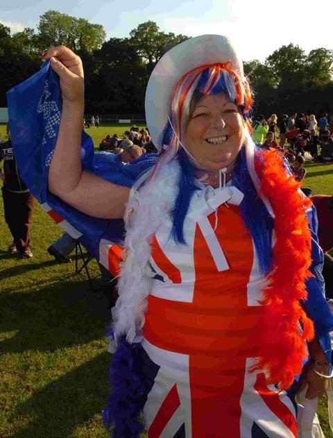 Fiona Craggs flying the flag at the Amesbury Jubilee Concert in Bonnymead Park. DC1657P01