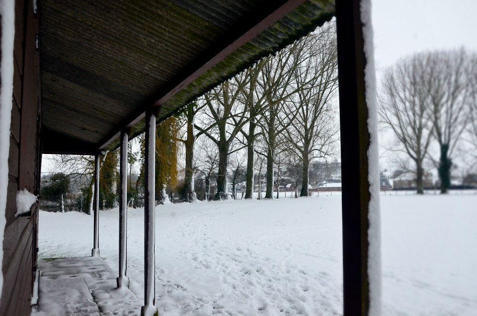 A chilly-looking South Newton & Great Wishford Cricket Pavilion. Taken by Helen Smith.