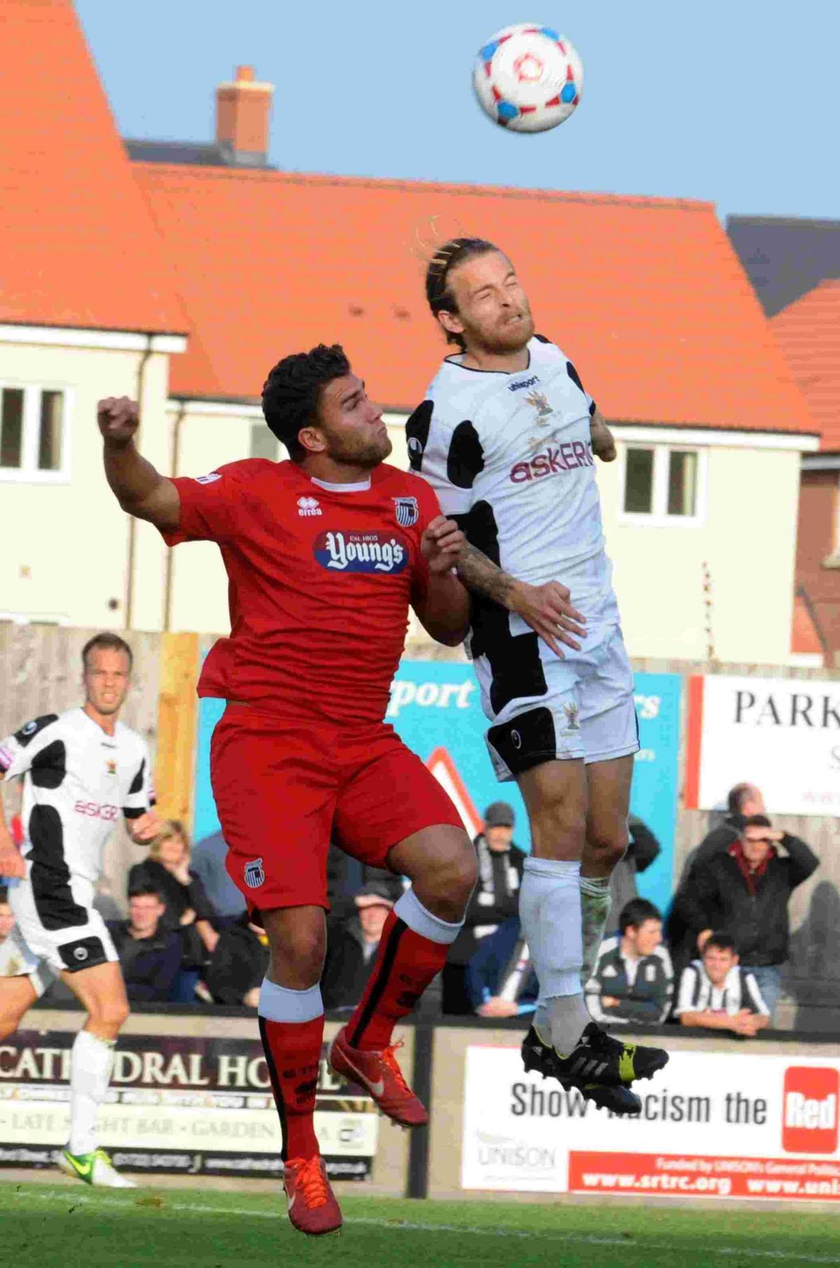 Salisbury City in action with Grimsby Town at Old Sarum