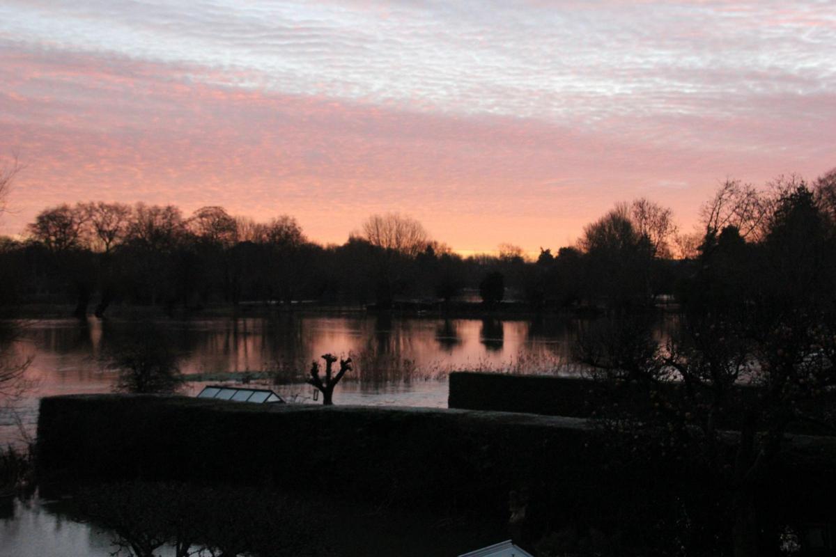 David Riddle took this shot at dawn overlooking flooded gardens and the water meadows at Harnham.