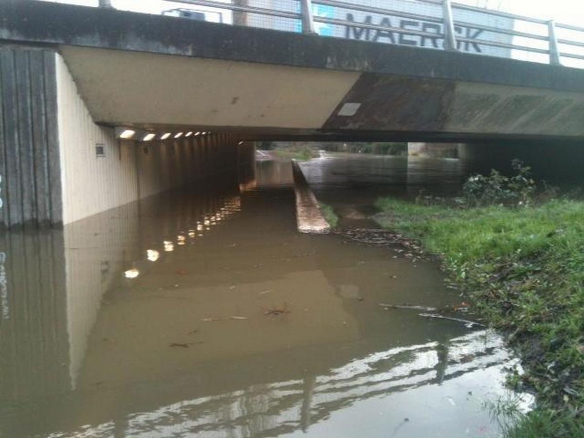 The walkway under Churchill Way to Waitrose is impassable. Picture by Geoffrey Terry.