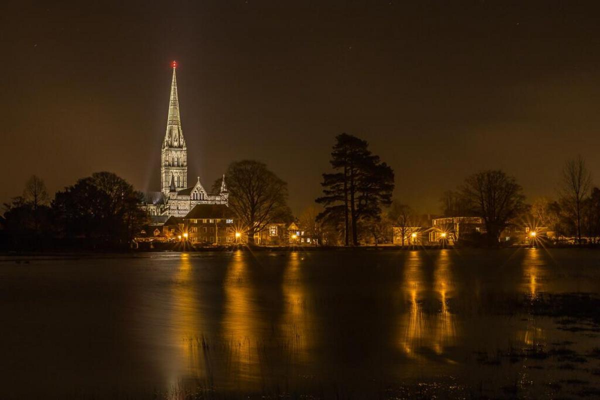 An illuminated Cathedral flooding picture from Martin Cook.
