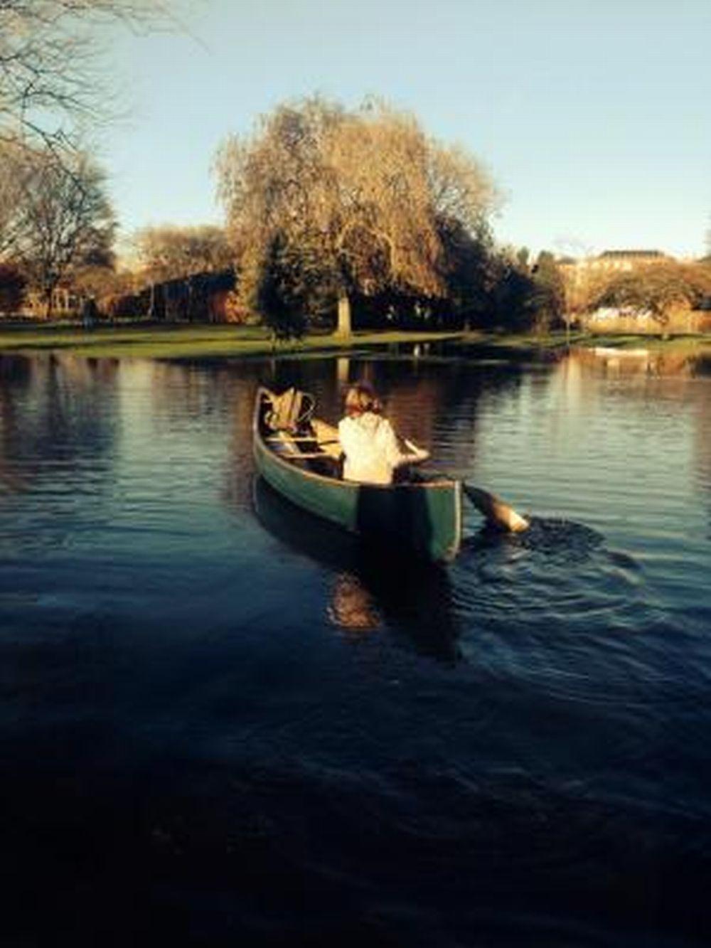 Maddie Quigley took her canoe for a spin around Queen Elizabeth Gardens' flood water. Picture sent by Martin Quigley.