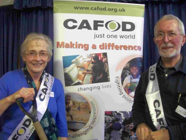 Parishioners Helen Eales and Mike Smith at the Cafod fundraiser for Sierra Leone and other countries organised by the Catholic churches of Ringwood and Fordingbridge