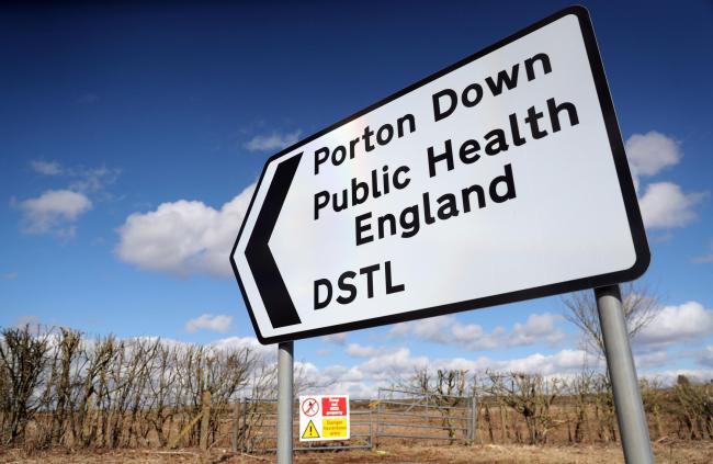 A sign for Porton Down, a science park near Salisbury which contains Public health England and the Defence Science and Technology Laboratory whose scientists are thought to have been helping police investigating the circumstances in which former Russian d